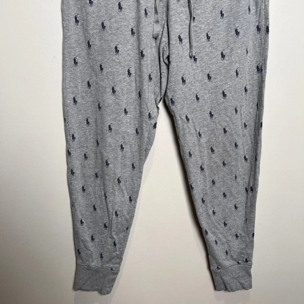 Polo Ralph Lauren Pajama Pants Mens M Gray All Over Pony Print Sleep Lounge